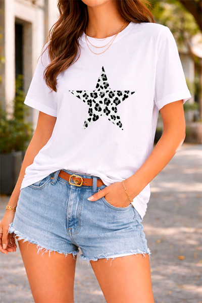 YUNAYT ΓΥΝΑΙΚΕΙΑ ΛΕΠΤΟΜΕΡΗ ΕΚΤΥΠΩΣΗ ΜΕΓΕΘΟΣ ΦΑΡΔΙ ΚΟΜΜΕΝΟ T-SHIRT ΠΟΔΗΛΑΤΟ