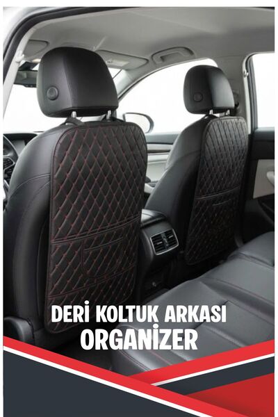 Bilge Sea TOGG T10F UYUMLU 2 ADET SİYAH DERİ KIRMIZI DİKİŞLİ ARAÇ İÇİ KOLTUK ...