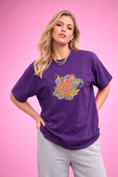 YUNAYT ΓΥΝΑΙΚΕΙΑ ΛΕΠΤΟΜΕΡΗ ΕΚΤΥΠΩΣΗ ΜΕΓΕΘΟΣ ΦΑΡΔΙ ΚΟΜΜΕΝΟ T-SHIRT ΠΟΔΗΛΑΤΟ