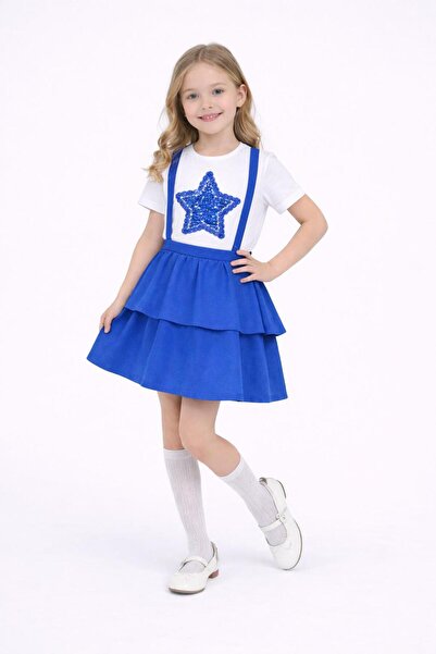 Nacar Kız Çocuk Askılı Kat Kat Slopet Etek 23 Nisan 29 Ekim Gösteri Kıyafeti