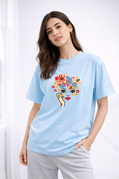 YUNAYT ΓΥΝΑΙΚΕΙΑ ΛΕΠΤΟΜΕΡΗ ΕΚΤΥΠΩΣΗ ΜΕΓΕΘΟΣ ΦΑΡΔΙ ΚΟΜΜΕΝΟ T-SHIRT ΠΟΔΗΛΑΤΟ