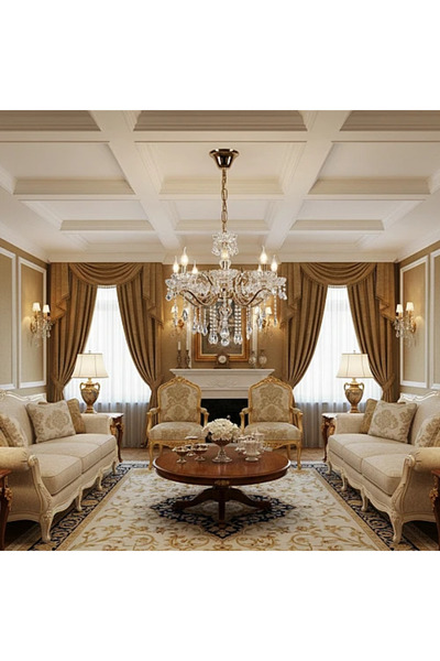 qwell Modern chandelier, gold candlestick, E14*8