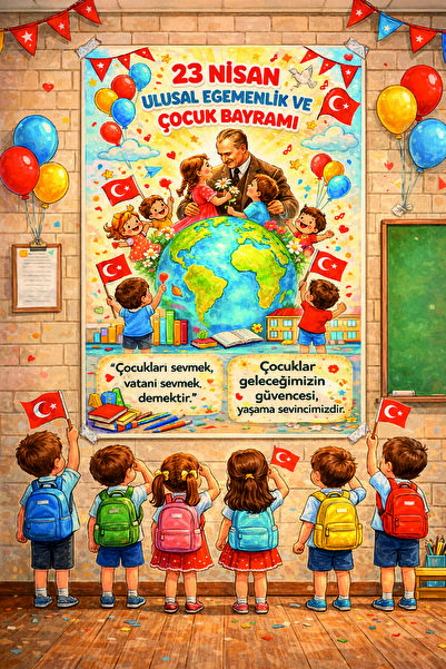 Göktuğ Hediyelik 23 Nisan Fotoğraf Çekim Panosu 100x150 cm | Okul Etkinlik Br...