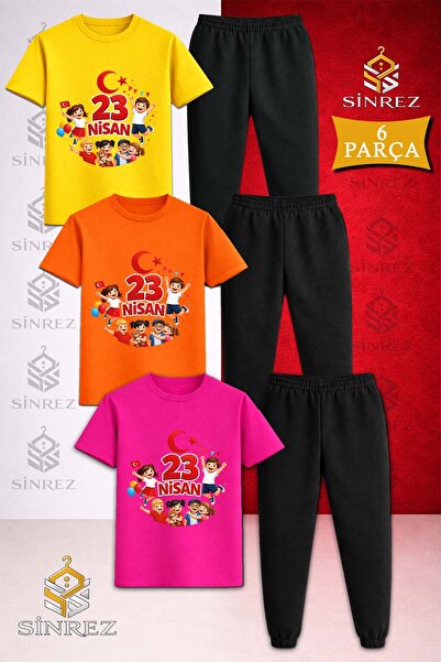 SİNREZ Set de trening pentru copii, imprimat, 3 piese, tricou și pantaloni, 2...