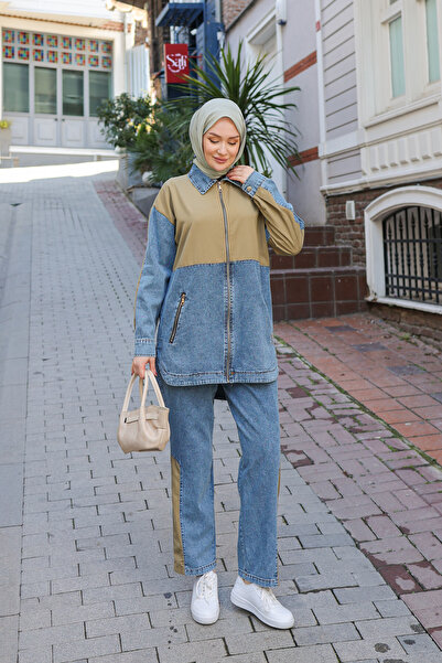 By Pommes Life Women's Top and Bottom 2-Piece Denim Hijab Set