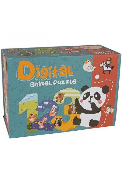 MalPlay Puzzle din lemn cu numere, animale, 56 de piese, multicolor