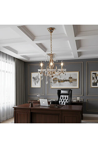 qwell Modern chandelier, gold candlestick, E14*3