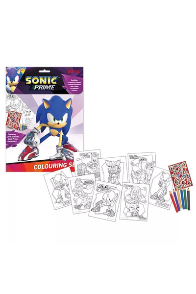Sonic Set de 6 planșe de colorat multicolore cu autocolante