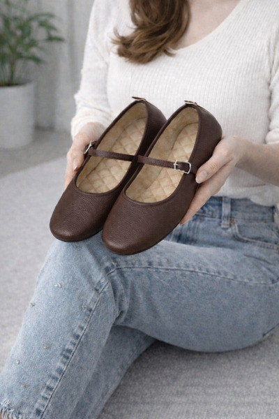 FootFrenzy Mila Pantofi de damă balerini – Thin T cu cataramă Pantofi confort...