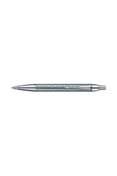 Parker قلم حبر جاف فاخر من آي إم، لون أزرق، مزين بإطار من الكروم اللؤلؤي الزمردي