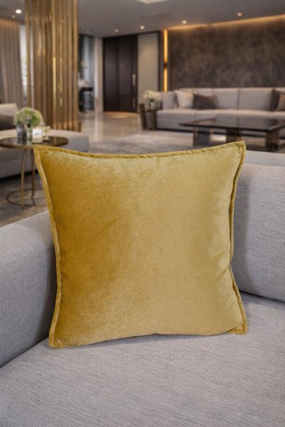 Tasarım Modern Luxury Velvet Cushion Cover – Yellow Tone, Soft Texture, Stylish and Decorative.