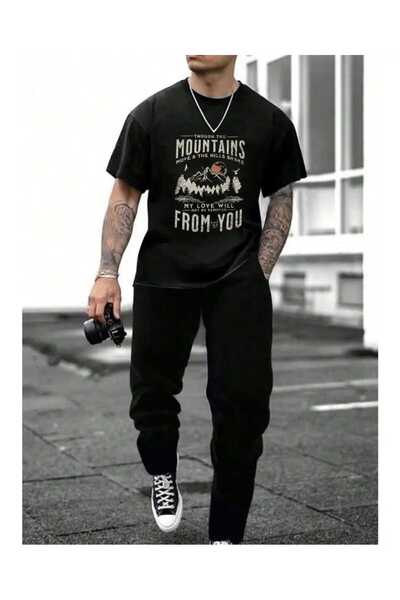 ibibik moda Los Angeles Printed Sweatpants and T-Shirt Top and Bottom Tracksu...