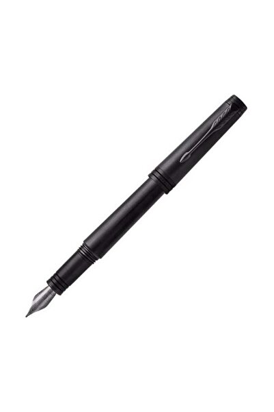 Parker قلم حبر فاخر أحادي اللون، أسود مطلي بتقنية PVD، سن متوسط، مع علبة هدايا