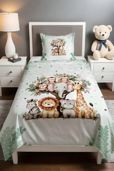 EVPANYA Dreams Forest Gathering Patterned Single Baby Kids Piqué Set