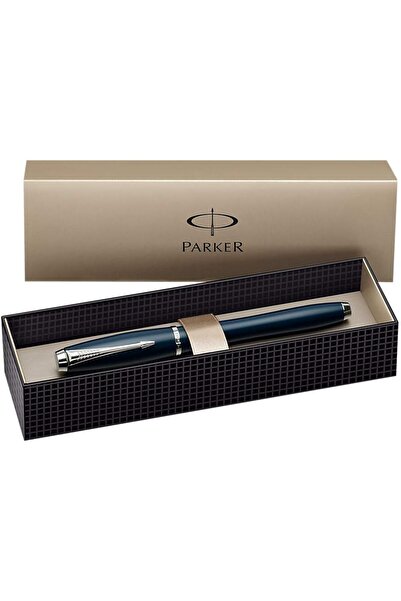 Parker قلم حبر أزرق من أوربان فاشن بحواف من الكروم - علبة هدايا