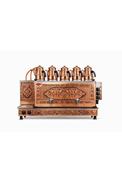 Demasan Tiryaki 5 Demlikli Full Otomatik Bakır Çay Kazanı 60L Elektrik Doğalg...