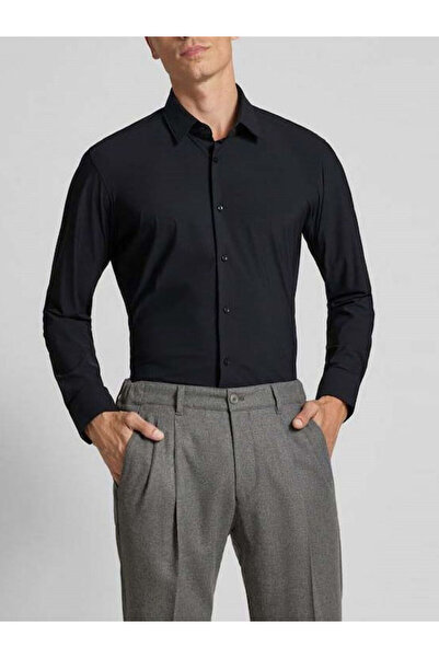 BOSS Men's Regular Fit Stretchy Jersey Fabric Long Sleeve Black Shirt 5055576...