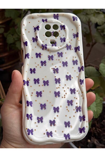 yuscerham Redmi 9 Note Pro Uyumlu Mor Fiyonk Desenli Yumuşak Silikon Kılıf