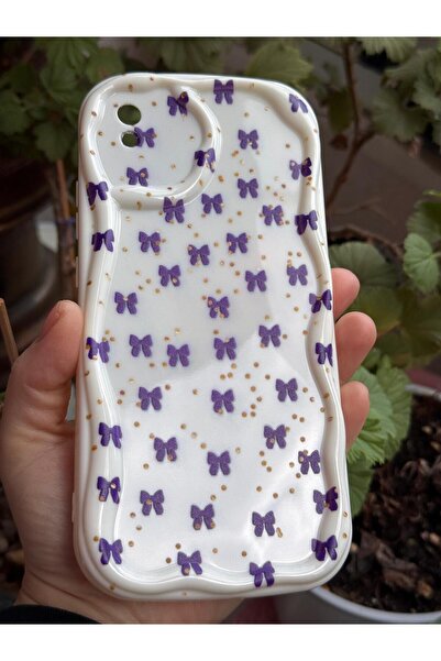 yuscerham Redmi 9A Uyumlu Mor Fiyonk Desenli Yumuşak Silikon Kılıf