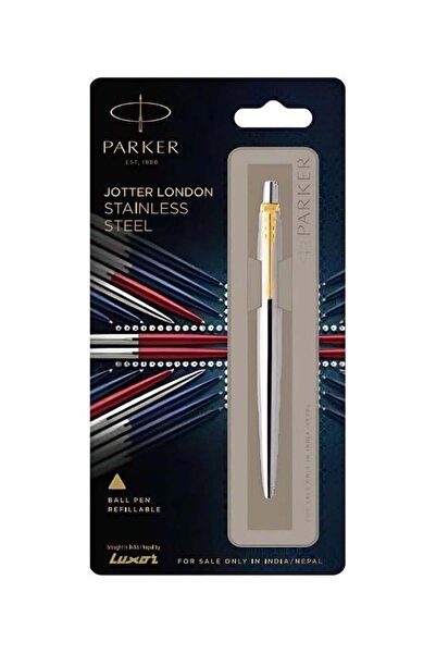 Parker قلم حبر جاف من الفولاذ المقاوم للصدأ من جوتر لندن، مطلي بالذهب-8804