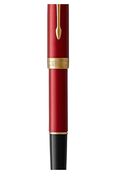 Parker قلم حبر جاف سونيت | طلاء أحمر بحواف ذهبية | حبر أسود فاخر | علبة هدايا