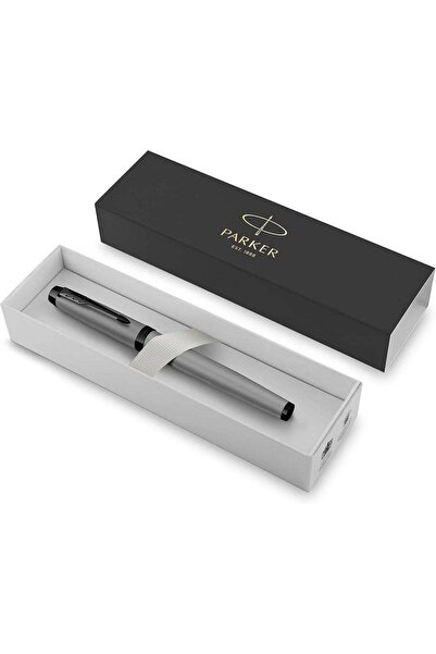 Parker قلم حبر جاف IM | رمادي مطفي بحواف سوداء | رأس رفيع مع عبوة حبر أسود قا...