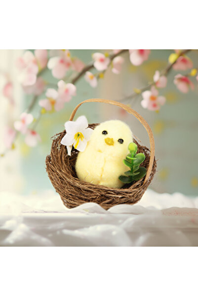 OEM Decorațiune de Paște - puișor în cuib - 7,5 x 7,5 cm