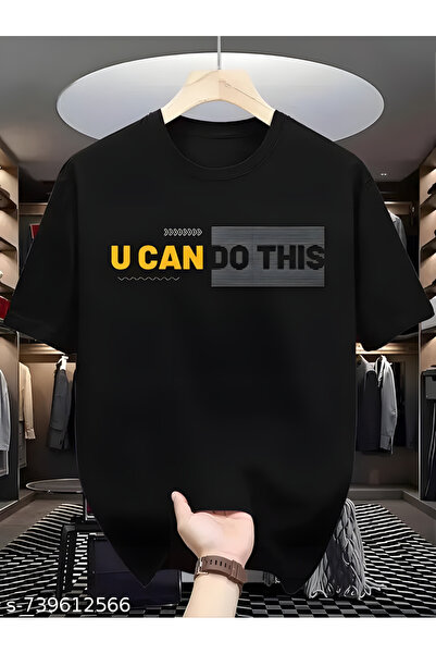 Printiva Unisex Oversize U CAN DO THIS Βαμβακερό T-SHIRT με στάμπα και κοντό ...