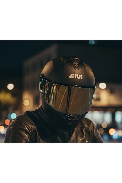 Givi 50.x Mat Siyah Kapalı Motosiklet Kaskı Spectra Gold Camlı