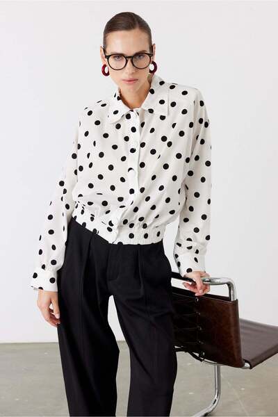 FACETTE Dot Polka Dot Li Shirt White