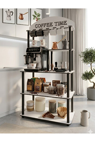 MESSER HOME STYLE MESSER Dekoratif Çok Amaçlı Kahve Köşesi Dolabı BEYAZ 39 Cm...