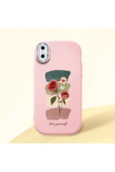 ucuc حافظة من السيليكون باللون الوردي متوافقة مع هاتف iPhone X/XS مع ماصّ للص...