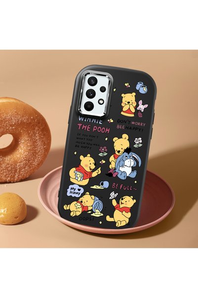 ucuc Samsung Galaxy A32 4g Compatible Shock-Absorbing Camera Protected Black Silicone Case Cartoon Patterned