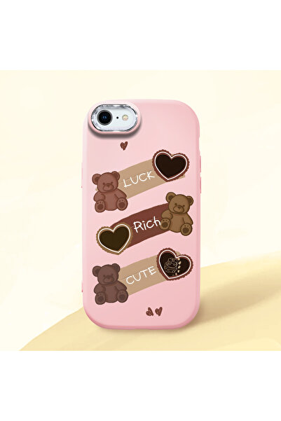 ucuc حافظة سيليكون وردية متوافقة مع هاتف آيفون 7/8/SE 2020 2022 مع حماية للكا...