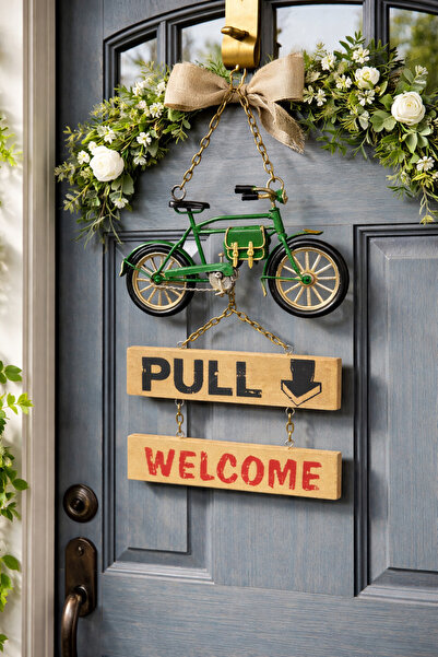 shop Dekoratif Metal Bisiklet Kapı Yazısı – Welcome Yazılı Vintage Kapı Süsü