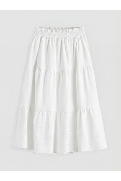 LC Waikiki Fusta pentru fetiță LCW Kids cu talie elastică și detaliu festonat