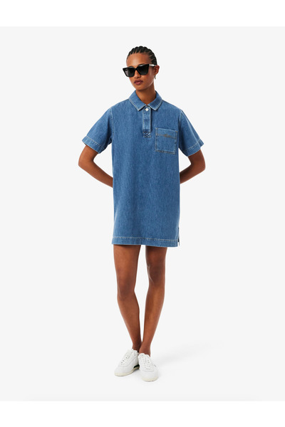 Lacoste فستان بولو كبير الحجم دنيم