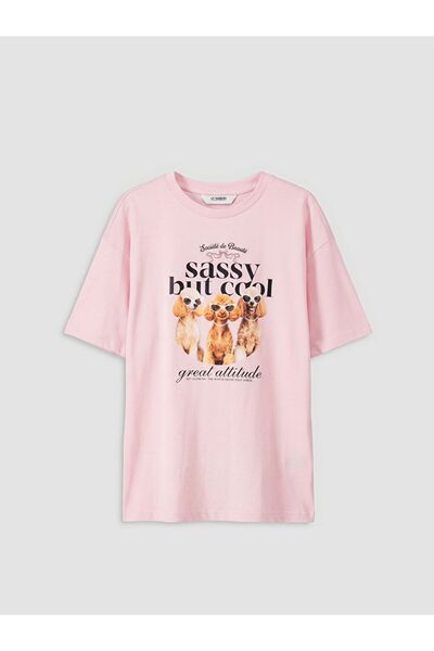 LC Waikiki LCW Kids okrugla kragna Štampano Majica za devojčice