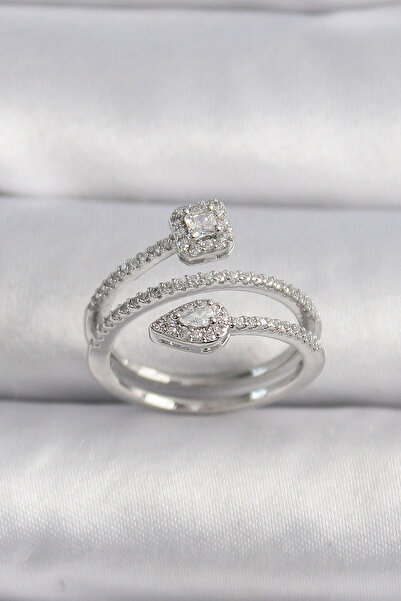 shopwave Brass Silver Color Zircon Stone Arrow Model Vip Series Women's Ring