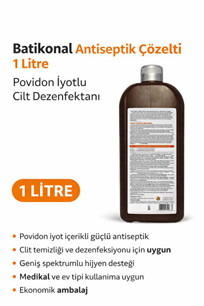 Genel Markalar Batikonal Antiseptik Çözelti 1 Litre Povidon İyotlu Cilt Dezen...