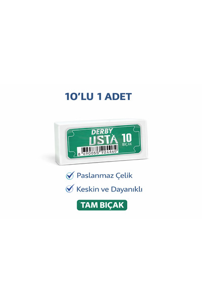 Bezos Derby Usta Çift Taraflı Jilet Tam Bıçak Berber Jileti 10LU 1 PAKET