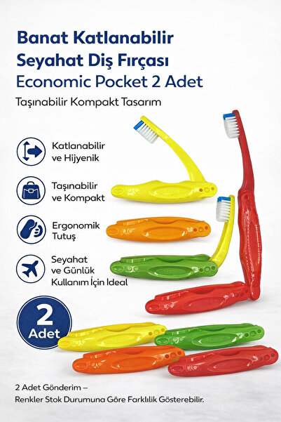Genel Markalar Banat Katlanabilir Seyahat Diş Fırçası Economic Pocket 2 Adet ...