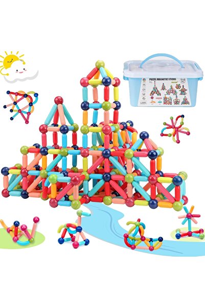 Arabest مجموعة مكعبات بناء مغناطيسية مكونة من 110 قطعة، لعبة بناء STEM مع كرا...