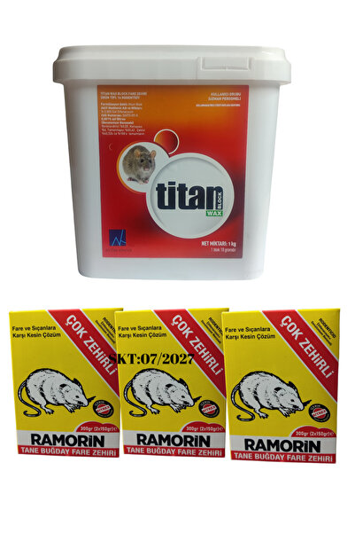RAMORİN Mum Blok Fare Zehiri 1KG/Çok Zehirli Fare Buğdayı 300GR 3 Adet