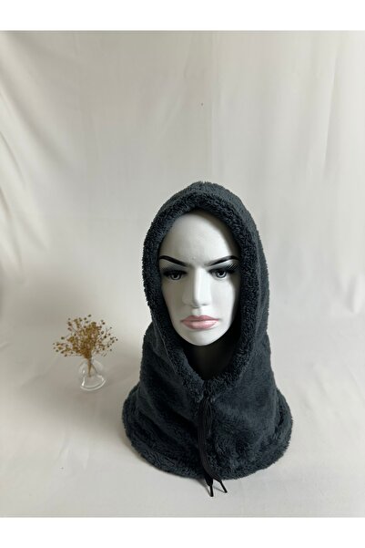 MegssStore قبعة أنثراسايت وبري بالاكلافا مع طوق للرقبة