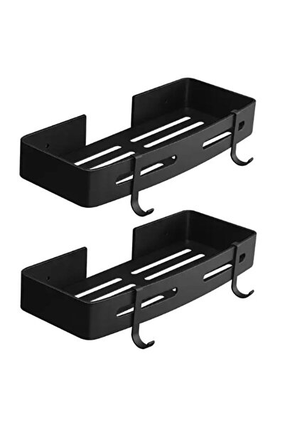 Arabest 2-Tier Wall Mounted Shower Storage Rack with Hooks, Aluminum Bathroom...