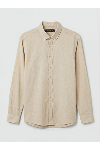 LC Waikiki قميص رجالي رمادي اللون بقصة عادية بنقشة الدبل