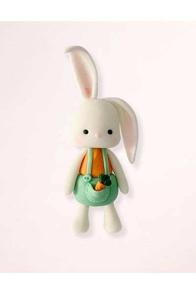 FigurinArt Figurină tort pastă de zahăr - Iepuraș Băiețel - Handmade