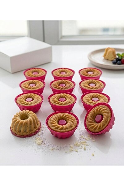 COZLEY 12 Adet Profesyonel Muffin Mini Kek Kalıbı Seti Silikon Yanmaz Yapışma...