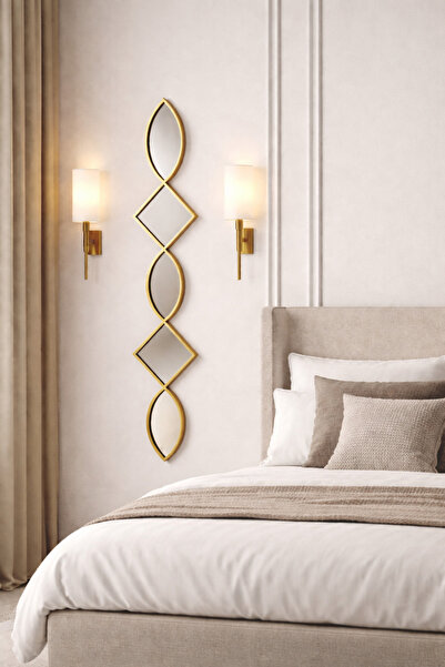 TrentonGCC Modern Gold Wall Mirror Decorative Geometric Frame Luxury Vertical...